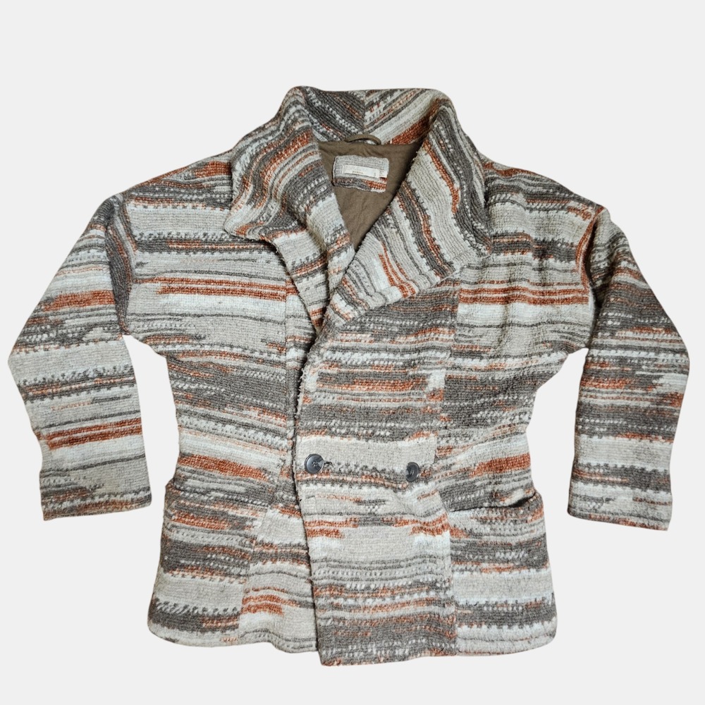 Prana Arria Jacket Wool Blend Knit Womens S Double Breasted Boho Aztec Southwest